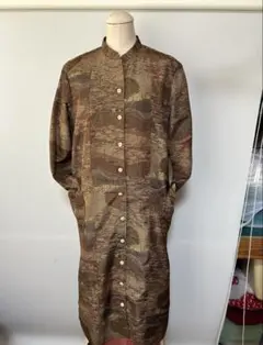 本場泥染大島紬証紙付　肌触り最良　ハンドメイドコートワンピース　ほぼ袋縫い仕上げ 本場泥染大島紬証紙付 ハンドメイドコートワンピース ほぼ袋縫い仕上げ