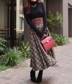 新品 タグ付き ROYAL PARTY チェックフレアロングスカート