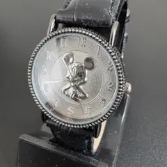 ミッキーマウス 腕時計 クォーツ 黒ベルト ディズニー