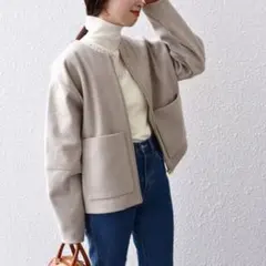 SHIPS ウーレットリバーノーカラージップブルゾン