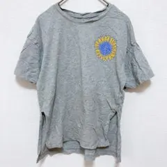 オールドネイビー スリット ひまわり クルーネック 半袖 Tシャツ M 灰色 綿のサムネイル