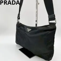 良品　プラダ　トライアングルロゴ　ショルダーバッグ　テスートナイロン　ブラック