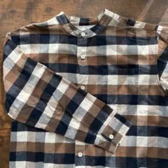 無印良品　キッズ150 チェック柄長袖シャツ（ブラウン・ネイビー）