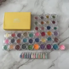 ネイル＆レジンセット 52個　UVライト付き　シェル、ホロ、押し花