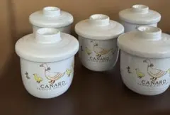 鳥 アヒル柄食器茶碗蒸し カップ ５つ 蓋付きのサムネイル