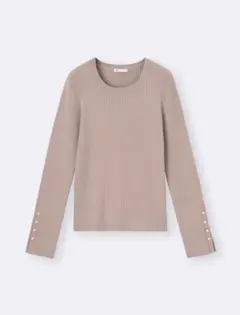 GU リブニットボタンスリーブプルオーバー