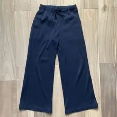 GU ジーユー リブプルオンワイドフレアパンツ キッズ 140 ブラック 黒