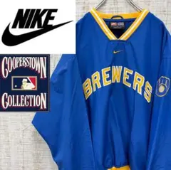 kk129《MLB》ナイキ　プルオーバー　センタースウッシュ刺繡ロゴ　ブルワーズ