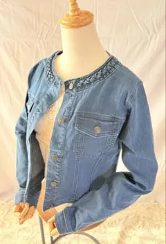 axes femme ノーカラーストレッチデニムジャケット M