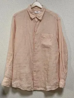 UNIQLO プレミアムリネンシャツ LIGHT ORANGE 長袖 XL