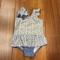 ベビー水着(女の子) 青色 花柄 80 ラッシュガード　セット　西松屋