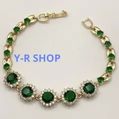 エメラルドとホワイトトパーズのブレスレット★レディース腕輪ゴールドアクセサリー