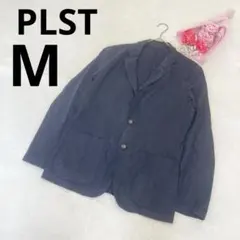 PLST プラステ メンズ リネン テーラードジャケット 無地 ネイビー M