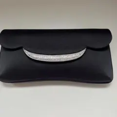 お値下げ❣️ビジュー付き黒サテンクラッチバッグ
