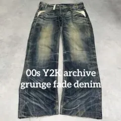 00s archive flare denim grunge damage - メルカリ