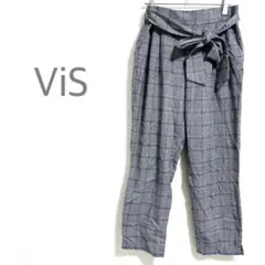 ヴィス　スラックスパンツ　チェック柄　千鳥柄　スリット入り　L グレー
