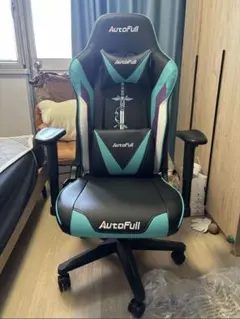 AutoFull ゲーミングチェア ブラック/ターコイズ