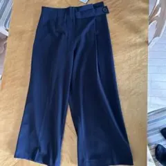 ZARA ネイビー ワイドパンツ ボタン付き
