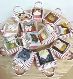 小さなトートバッグ　ミニトート　布バスケット　ハンドメイド　ギフトプレゼント　猫