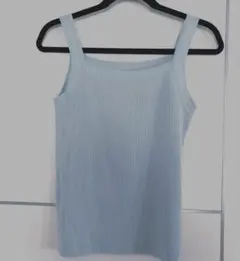 リブ編み ライトブルー キャミソール