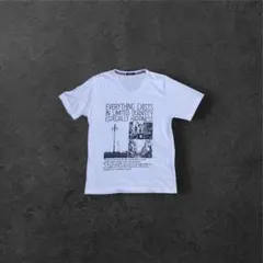 Y2K グランジ Vネック プリントTシャツ L 白 archive フェアリーのサムネイル
