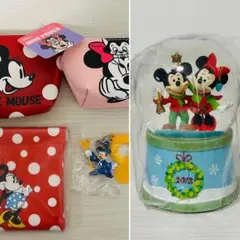ディズニー　ミニー　ミッキー　スノードーム　ポーチ