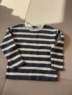 moujonjon ネイビーとホワイトストライプ 長袖カットソー