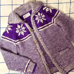 インバーアラン　スコットランド製　雪柄カーディガン　茶タグINVERALLAN