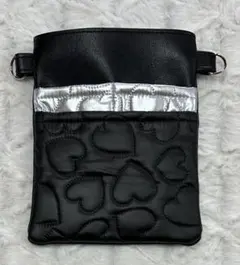 ナースポーチ・オーガナイザー（ハンドメイド） 合皮・黒&ハート圧着キルト③♡のサムネイル