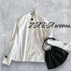 ザラウーマン　ZARA woman フリル　スタンドカラー　シャツ