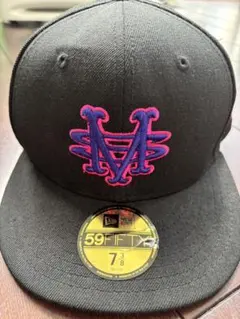 New Era 59FIFTY ブラック ピンク M刺繍 7 3/8