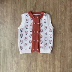 【Baby・kids】花柄ニットベスト