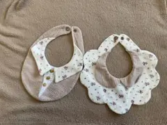 花柄襟付きスタイ2点セット