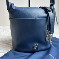 新品✨COLE HAAN レザー バケットバッグ 2WAY ショルダーバッグ 青