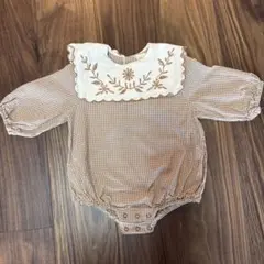 monbebe L チェック柄ロンパース