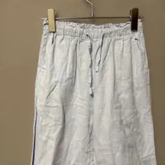 H&M リネン&コットンワイドイージーパンツ(140cm)ライトブルー無地