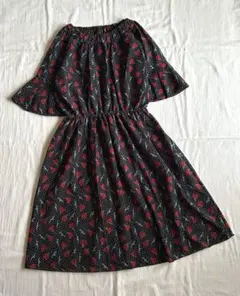 GU×UNDERCOVER ジーユー コラボワンピース 鳥 花柄 昭和レトロ