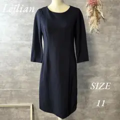 レリアン　winwool JERSEY フォーマルワンピース　ネイビー