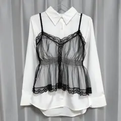 【新品】レースビスチェシャツセット ホワイト×ブラック