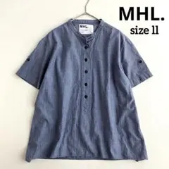 【美品】MHL.バンドカラーコットン バンドカラー　プルオーバー　半袖　シャツ2
