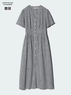 【新品未使用】 ユニクロ / リネンブレンドVネックワンピース 半袖