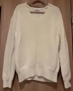 BEAUTY &YOUTH Vネックニットプルオーバー　白