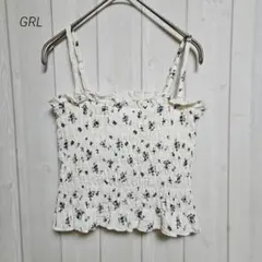 グレイル カップ付き花柄シャーリングキャミソール dk1124 L ブルー
