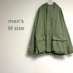 メンズ フード付きミリタリージャケット M カーキ 大きいポケット アウトドア