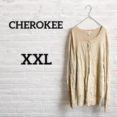 一点ものCHEROKEE 【XXL】ベージュ長袖薄手カーディガンメンズレディース
