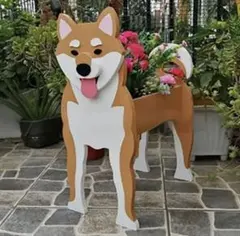 柴犬 プランター 小物入れ　木製 鉢植え　アニマル　動物　プレゼント　贈り物