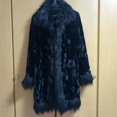 ANNA SUI フェイクファーコート ブラック バックリボン ロングコートのサムネイル