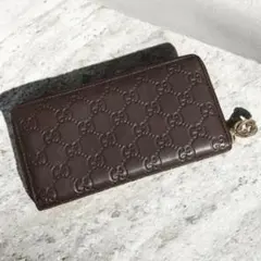 k73 GUCCI グッチ 長財布 ダークブラウン ジップアラウンドウォレット