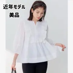 極美品♪組曲　クミキョク　レースコンビシャーティングブラウス　ホワイト