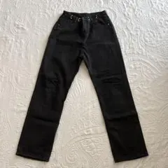 【服】ブラック/ストレートデニム/ハイウエスト/フック付き